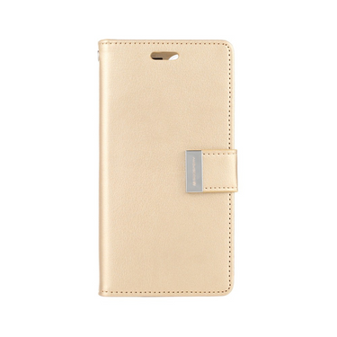 iPhone 14 Pro High-Quality Flip Wallet Case Cover - Shock-Resistant with Front Cover, Multiple Card Slots, Magnetic Closure and Media Stand Convertible -Gold & Pink